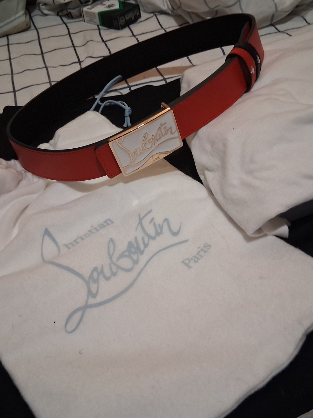 Christian Louboutin 'Rickey' Reversible Leather Men's Belt with Signature Buckle